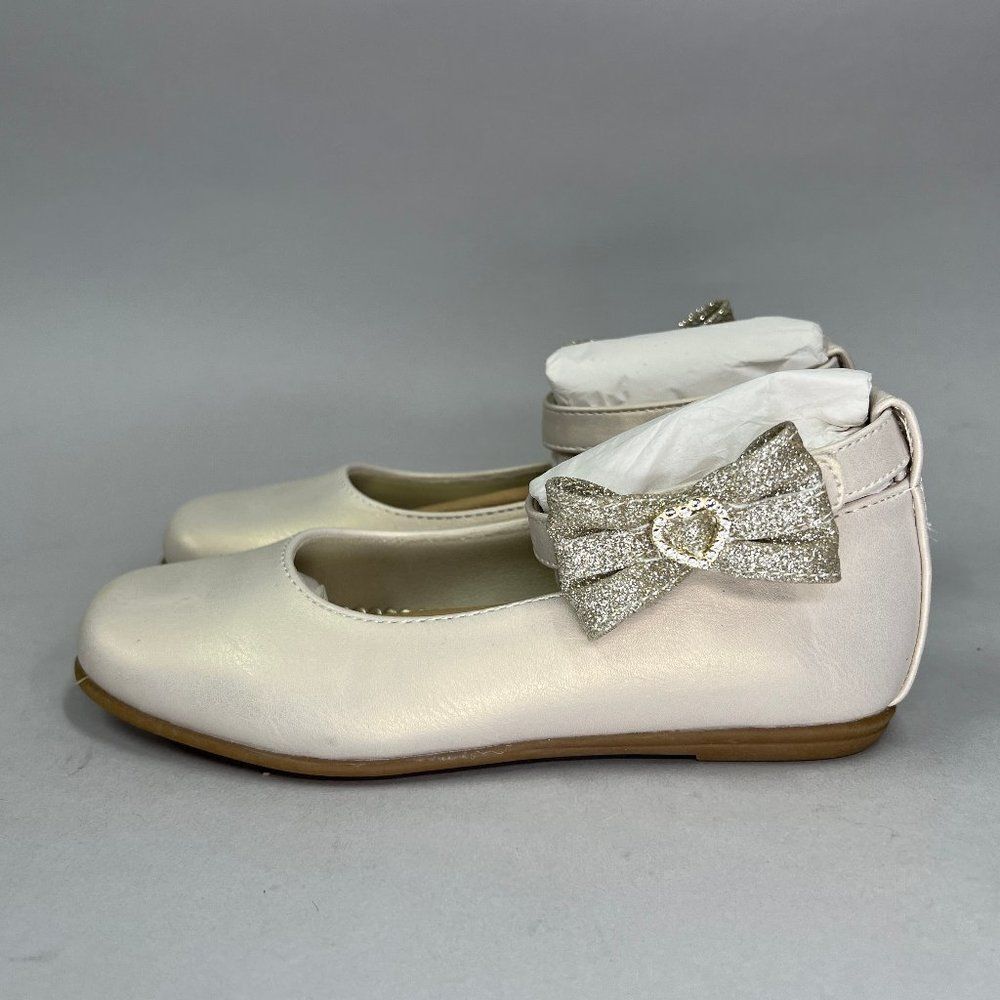 Rachel Shoes Little Girl's Size 13 Pearl Ballet Dance Sparkly Bow Slip On Flats - Picture 4 of 10